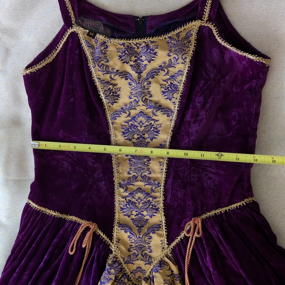 1990s Vintage Jeannie Nitro Purple and Gold Women's Dress - Picture 11 of 14